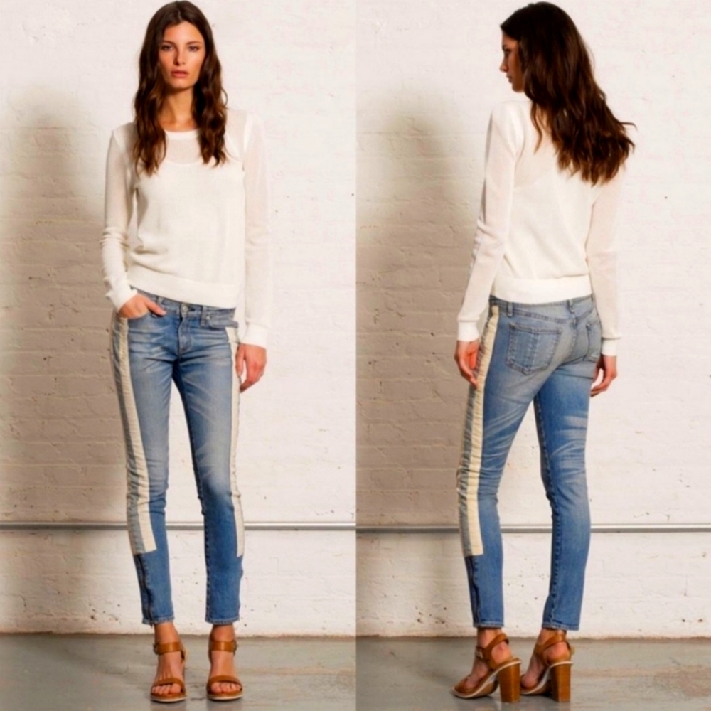 RAG & BONE SKINNY RACER Boyfriend Women Jeans in RELAY MEDIUM BLUE Sz25